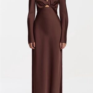 Significant Other Long Sleeve Cutout Dress in Chocolate Brown